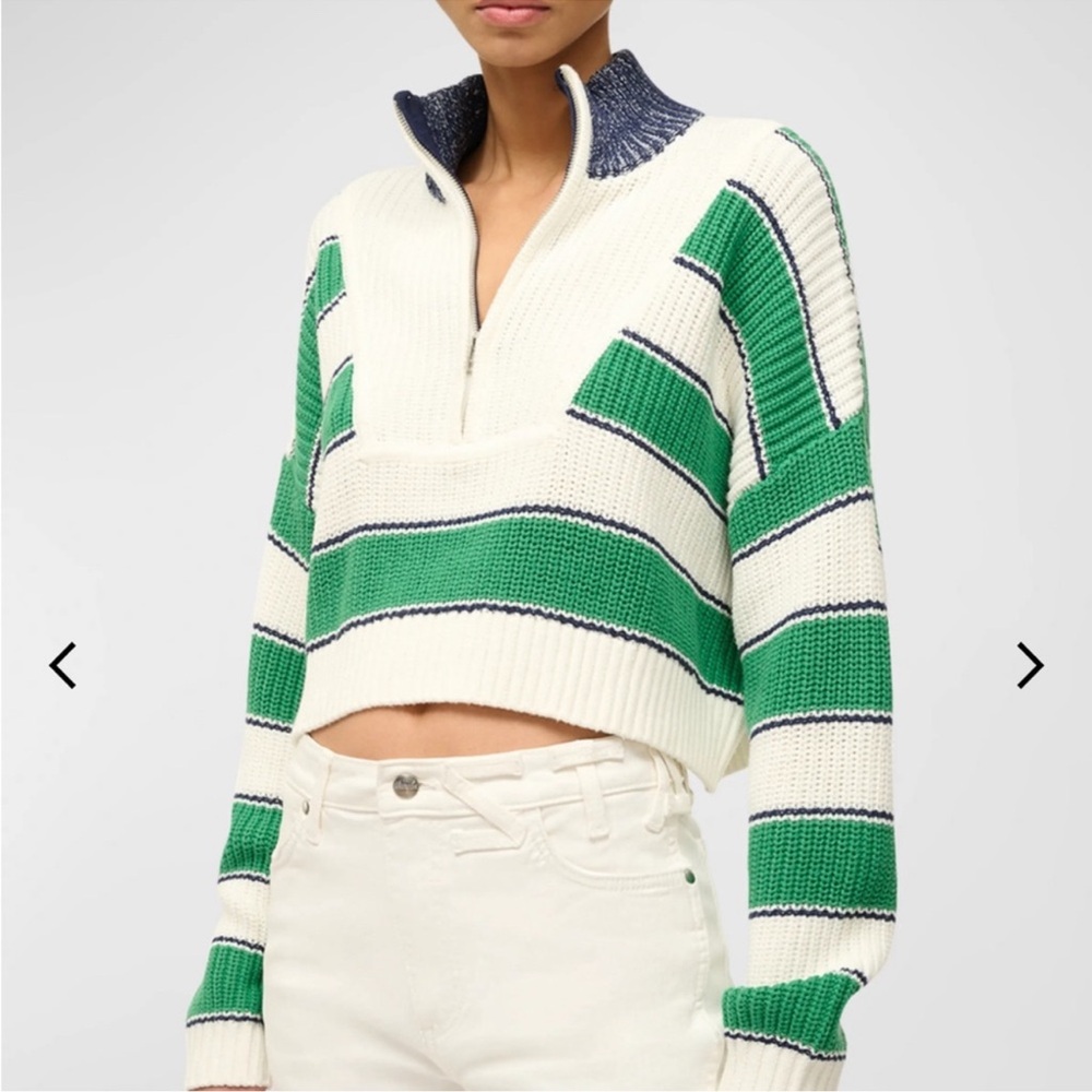 STAUD - CROPPED HAMPTON SWEATER BUNGALOW STRIPE, Size M